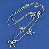 Brass Bowknot Bib Ball Chain Necklaces for Women NJEW-K386-01P-3