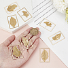 16Pcs 4 Styles Brass Rectangle with Leaf Bookmarks AJEW-DR0001-70-4