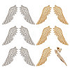 6 Pairs 2 Styles  Alloy Wing Brooch for Backpack Clothes JEWB-CA0001-76-1