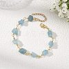 Raw Rough Natural Aquamarine Beaded Link Chain Bracelets for Women BJEW-JB13970-1