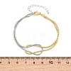 Duo Tone Brass Round Snake Chain Knot 2-Strand Bracelets for Women KK-CBA68DA-17C-GP-5