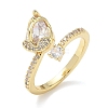 Brass Micro Pave Cubic Zirconia Cuff Open Rings CU-CBAEC29-08G-4