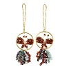 Butterfly Brass & Natural Red Jasper Pendant Decorations HJEW-Z007-04G-01-1