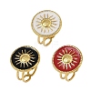 Flat Round with Sun Pattern 304 Stainless Steel Enamel Finger Rings for Women RJEW-G355-05G-2