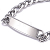 304 Stainless Steel Figaro Chain ID Bracelets BJEW-G631-03P-2