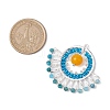 Natural Malaysia Jade(Dyed) & Glass Seed Beads Fan Pendants PALLOY-MZ00308-02-2