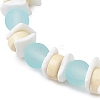 Transparent Glass Round Beads & Natural White Shell & Wood Beads Stretch Bracelets for Men Women BJEW-JB11846-02-3