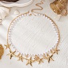 Zinc Alloy Starfish Link Imitation Pearl Beaded Double Layer Waist Chains for Women WGE4E14-01-1