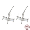 Rhodium Plated Bowknot 925 Sterling Silver with Clear Cubic Zirconia Stud Earring Findings STER-Q192-08P-1