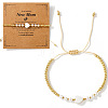 Handmade Brass & Imitation Pearl Round Beaded Bracelets YH5085-2-4