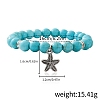 Synthetic Turquoise Beaded Stretch Bracelets PW-WGFC66C-17-1