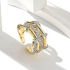 Brass Micro Pave Clear Cubic Zirconia Cuff Finger Rings for Women RJEW-B112-13GP-1