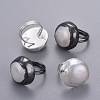 Natural Pearl Adjustable Rings RJEW-E161-01-1