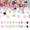 100Pcs 10 Colors Frosted Glass Beads with Golden Glitter Powder DGLA-TA0001-33-1