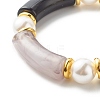 Chunky Acrylic Curved Tube Beads Stretch Bracelet for Teen Girl Women BJEW-JB06993-02-4