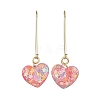 2 Pairs 2 Styles Heart & Flower Resin Dangle Hoop Earrings EJEW-JE06352-4