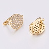 Brass Micro Pave Cubic Zirconia Hoop Earring Findings with Latch Back Closure ZIRC-K075-24G-3
