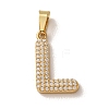 304 Stainless Steel Micro Pave Clear Cubic Zirconia Pendants CU-CBA703A-05G-L-1