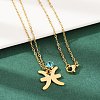 304 Stainless Steel Glass Drill Birth Stone Constellation Pendant Necklaces STAS-D305-08G-L-1