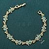 Brass Enamel Turquoise Sea Horse Link Chain Bracelets BJEW-C118-03G-1