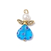 Handmade Millefiori Lampwork Beads and ABS Plastic Imitation Pearl Round Beads and Tibetan Style Alloy Fairy Wing Beads and 304 Stainless Steel Ball Head Pins Pendants PALLOY-JF03740-01-3