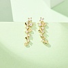 Brass Micro Pave Cubic Zirconia Stud Crawler Earrings LS-KK-CBAA351-03G-1