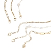 Natural Rose Quartz Double Terminated Pointed Bullet Pendant 304 Stainless Steel & Brass Chain 3 Layer Necklaces for Women NJEW-JN05477-04-5