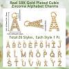 26Pcs 26 Styles Real 18K Gold Plated Brass Micro Pave Clear Cubic Zirconia Charms KK-BBC0018-09-2
