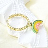 Brass Enamel Open Cuff Rings for Women RJEW-F179-08G-03-5