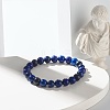 Natural Lapis Lazuli(Dyed) & Lava Rock Round Beads Stretch Bracelets Set BJEW-JB06982-03-9