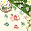 24Pcs 12 Styles Plant Acrylic Lapel Pin Brooch Pin JEWB-CJ0003-38-5