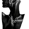 Hot Style Silver Color Plated Brass Cable Chain Handcuff Pendant Necklace NJEW-BB00360-5