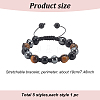 5Pcs 5 Styles Natural & Synthetic Mixed Gemstone Round & Evil Eye Braided Bead Bracelets Set BJEW-AN0001-54-7
