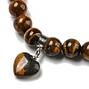 8.5mm Round Natural Tiger Eye Beaded Stretch Bracelets BJEW-C074-01Q-3