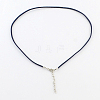 2mm Faux Suede Cord Necklace Making with Iron Chains & Lobster Claw Clasps X-NCOR-R029-04-2
