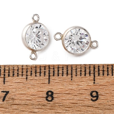 925 Streling Silver Pave Cubic Zirconia Birthstone Connector Charms STER-NH0001-80P-04-1