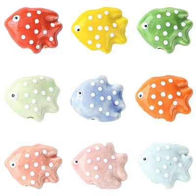 18Pcs 9 Colors Handmade Porcelain Beads PORC-CJ0001-49-1