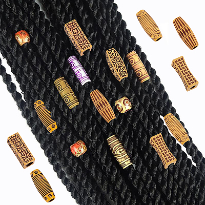 Plastic Dreadlocks Braiding Beads OHAR-NB0001-13-1