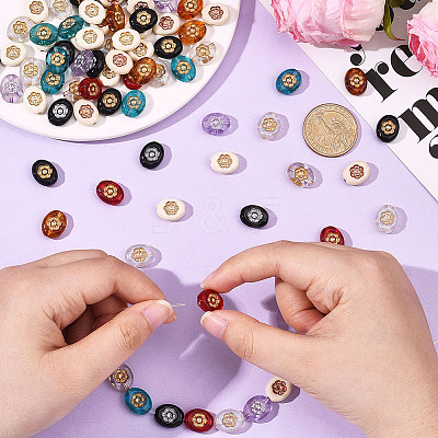 200Pcs 10 Colors Opaque & Transparent Acrylic Metal Enlaced Beads OACR-SC0002-69-1
