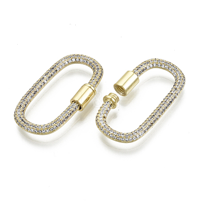 Brass Micro Pave Cubic Zirconia Screw Carabiner Lock Charms ZIRC-N039-008A-NF-1