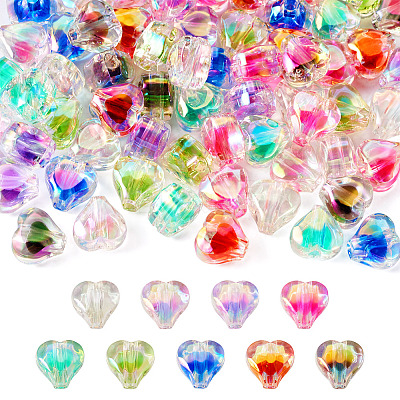 72Pcs 9 Colors UV Plating Rainbow Iridescent Acrylic Beads OACR-TA0001-48-1