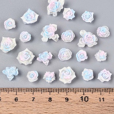 Luminous Flower Resin Cabochons CRES-T025-10B-1