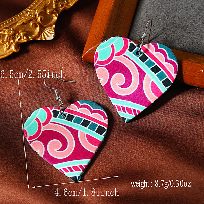 Printed Acrylic Dangle Earrings for Women WG7422D-01-1