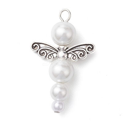 Glass Pearl Pendants PALLOY-JF02711-04-1