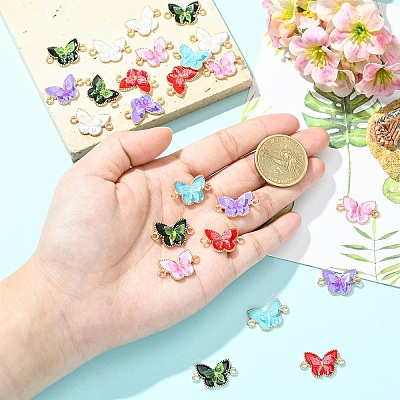 12Pcs 6 Colors Alloy Enamel Connector Charms ENAM-YW0008-53-1