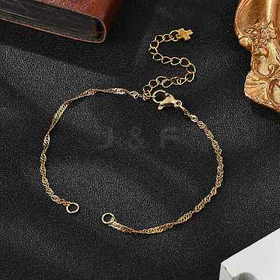 2Pcs 2 Colors 304 Stainless Steel Singapore Chain Bracelet Making AJEW-JB01332-1