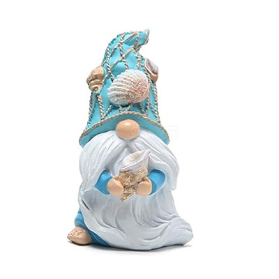 Summer Gnomes with Starfish & Shell Shapes Resin Sculpture Display Decorations PW-WGD0635-01-1