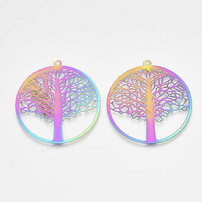 Ion Plating(IP) 201 Stainless Steel Filigree Pendants LS-STAS-S108-44-1