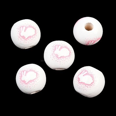 Printed Wood European Beads WOOD-G029-03C-1