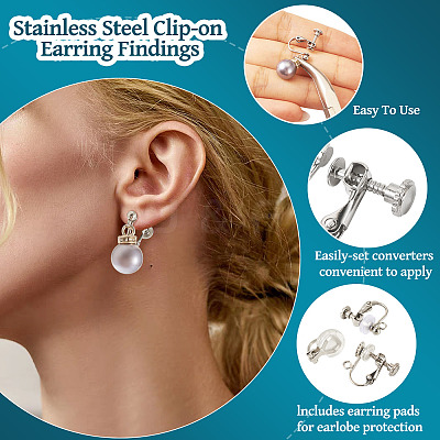 24Pcs 3 Styles 316 Stainless Steel Clip-on Earring Findings STAS-TA0006-31P-1